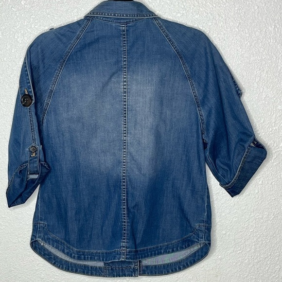 NWT Chico’s Denim Trench Jacket Sz 1 - Picture 6 of 7